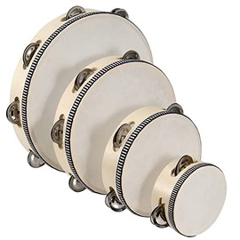 MAHIONG 4 PCS 4" 6" 8" 10" Wooden Tambourine, Musical Instrument Tambourine Set, Handheld Drum Bell Metal Jingles Single Row Percussion for Church, KTV, Party, Musical Class