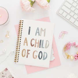 PLKMN Boho Christian Notebook Journal, Prayer Journal, I am a Child of God Bible Notebooks for Note Taking, Bible Journaling Notebook, Spiral Notebook 5.5x8.3 Inch