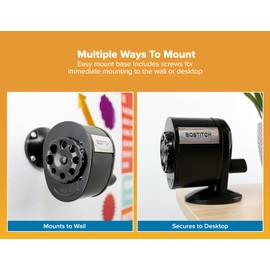 Bostitch Office Wall Mount Manual Pencil Sharpener, 8 Hole Dial, 6X Longer Cutter Life, Vertical or Horizontal Mounting, Black