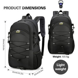 Besrina 40L Hiking Backpack, Multi-functional Water Resistent Travel Rucksack with Reflective, Large Capacity Daypack for Walking Camping Trekking Running Cycling Outdoor Sports