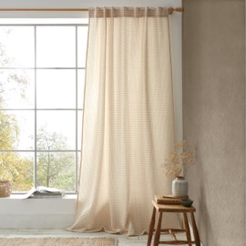 Pineapple Elephant Muscat Waffle 140x183cm Slot Top Voile Curtain Panel Natural