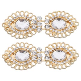 sourcing map 2pcs Vintage Sweater Clips, Cape Cloak Clasp Retro Cardigan Clips Shawl Collar Clasp Dress Shirt Brooch Clip for Women (Gold, 2.17" x 0.79")