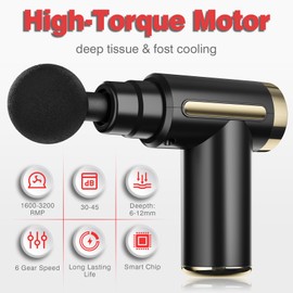 Massage Gun, Muscle Percussion Massager with 6 Speeds, Quiet Hand Massager, Massage Gun for Shoulder, Body, Back Relaxation, Portable Massager