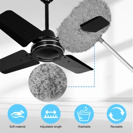 Eunice 7FT Ceiling Fan Duster with Extension Pole, Adjustable and Removable Fan Cleaner Blade for High Ceiling, Window Door Furniture (Grey)