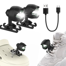 Vergissm 2Pcs Rechargeable Headlights for Shoe, Waterproof Hands Free Flashlights for Kids Adults, LED Shoe Light with 3 Light Modes for Dog Walking, Camping, Running (Black)