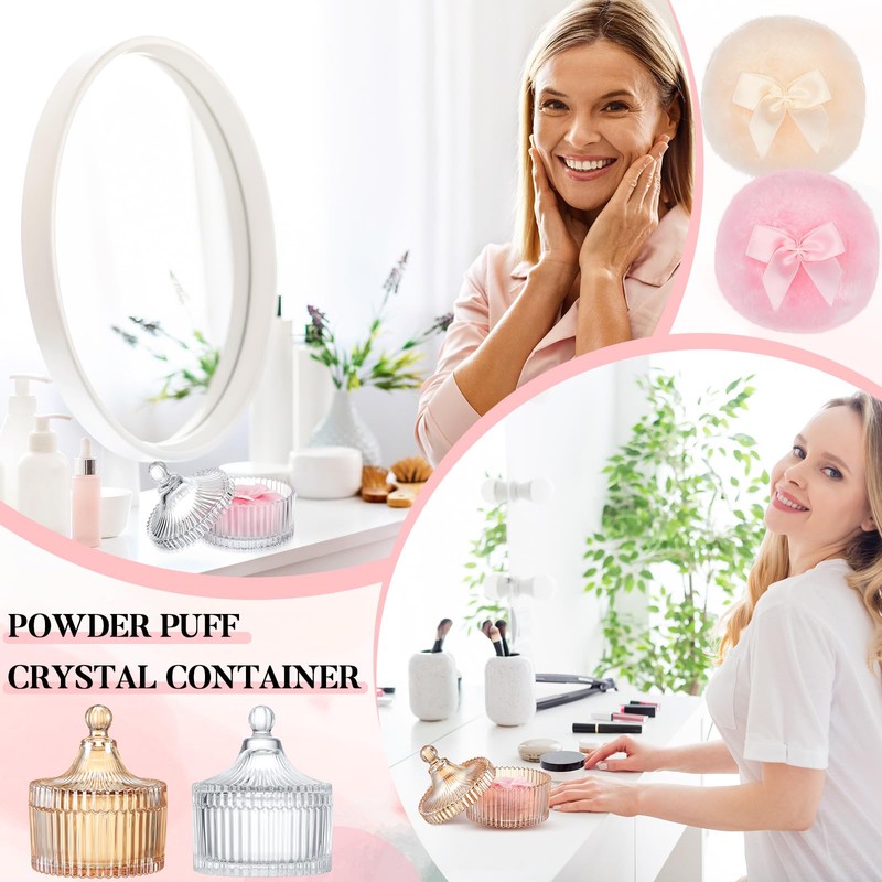 Tioncy 4 Pcs Large Body Powder Puff and Container Extra