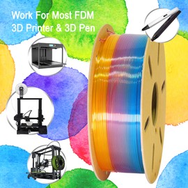 DO3D Silk PLA Purple to Green 2 Color Change 3D Printing Filament, Tidy Winding Silk 2 Color Gradient Transfer Multi Colored Silk PLA, 1.75mm 1KG 2.2LBS Cardboard Spool PLA, Silk PLA Purple to Green