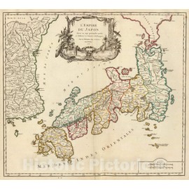 Historic Map : Japan; Korea, 1750 L'Empire du Japon, Vintage Wall Art : 18in x 16in