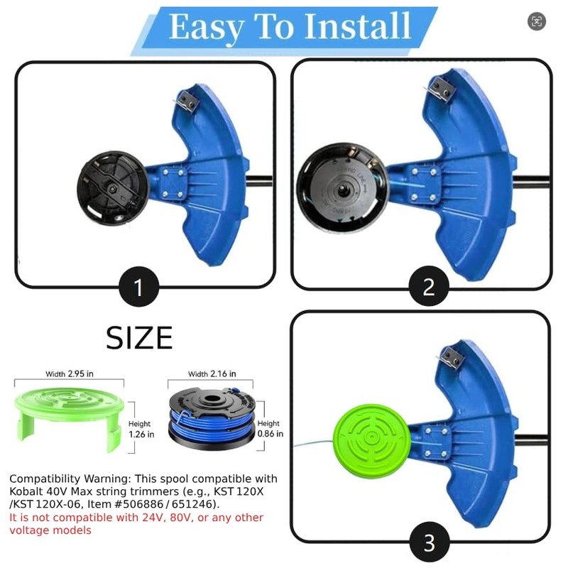 Chway 6 PCS Weed Eater String Compatible with Kobalt 40V