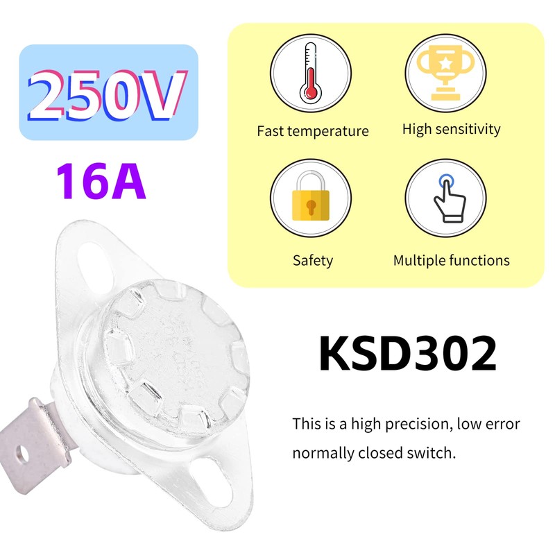 Fafeicy 175°C KSD302 Switch, AC250V 16A Temperature Control Thermostat Thermal