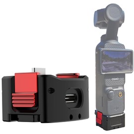 MINGVEN Charging Adapter Base for DJI Osmo Pocket 3, Desktop Type-C Charging Dock Fit 1/4 Screw Hole, Aluminum Alloy Bracket with Helmet Mount