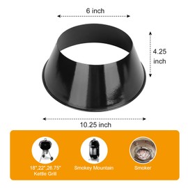 AJinTeby One-Piece Whirlpool Without Welding, BBQ Whirlpool for Weber Kettle 18"/22" Grills WSM Smoker, fits Kamado Joe, Big Joe, Charcoal Grill Accessories for L/XL Big Green Egg