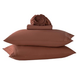 Yibeizi Terracotta Sheet Set Twin Size, Kids Bedsheets Microfiber Deep Pocket Cute Bed Sheet & Pillowcase Sets 3 Pieces