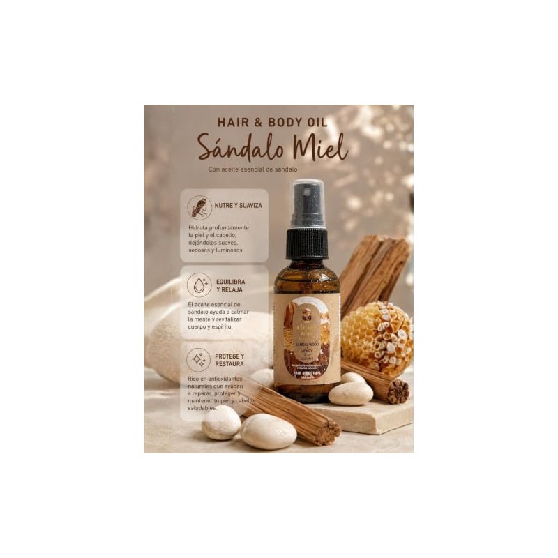 Oleum Vitae Hair Body Oil Sándalo Miel Aceite Cabello Cuerpo