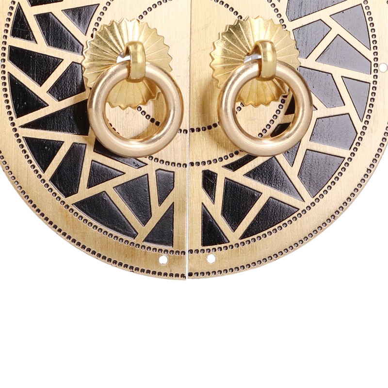 Chinese Antique Cabinet Handle Brass Circular Plaid Bookcase Knob for