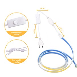 pcning 2 m COB LED Strip 230 Volt Cool White 6000 K IP67 Waterproof LED Strip 220 V Direct Connection 2 Metres (Cool White, 2)