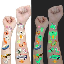 Jatidne Party Bag Fillers for Kids Temporary Tattoo Stickers 300 styles(25 Sheets) Mixed Design(Dinosaur, Unicorn, Butterfly, Car, Space) for Boys and Girls Party Favours Kids Party Games