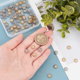 UNICRAFTALE About 100pcs 2 Colors 5-Petal Flower Bead Caps 304 Stainless Steel Spacer End Caps 8mm in Diameter Bead Cap Spacers for DIY Bracelet Necklace Jewelry Making