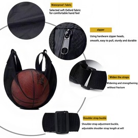 2Pcs Single Ball Bag with Zipper Pocket one-shoulder/crossbody Mesh Bag Sport Equipment Storage Net for Carrying Multiple Sports - Basketball, Soccer, Volleyball, Rugby & More