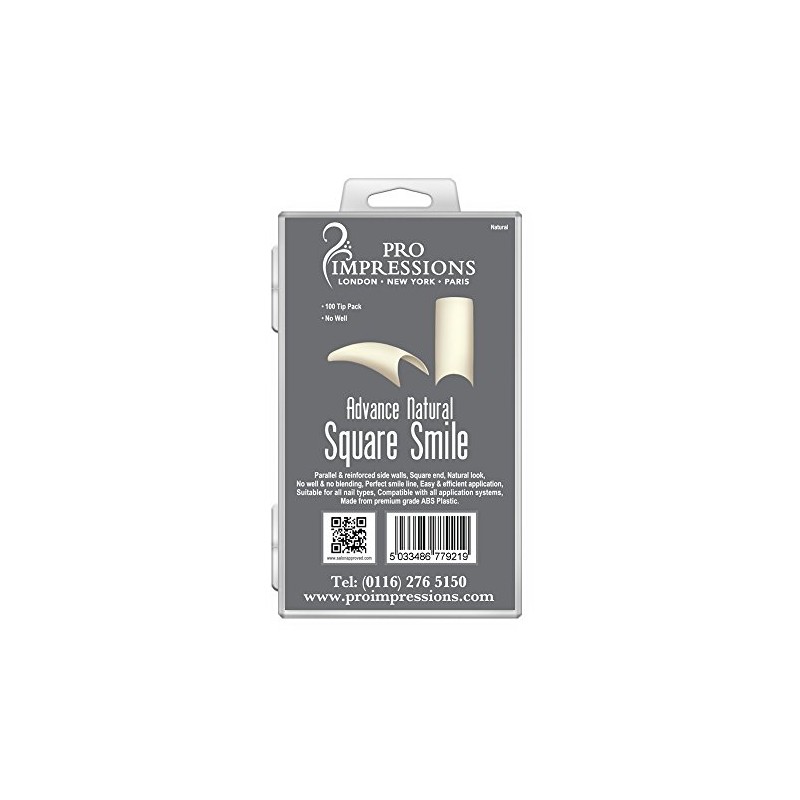 Pro Impressions 100-Piece Advance Natural Square Smile Nail Tips Set