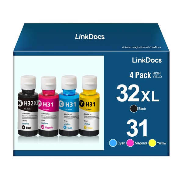 LinkDocs Compatible HP 31, 32XL Ink Bottle Set Used with