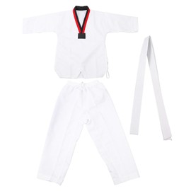 Taekwondo Uniform Striped Model Polyester Cotton with Belt Martial Arts Training Clothes for Beginner Athletes Practice S