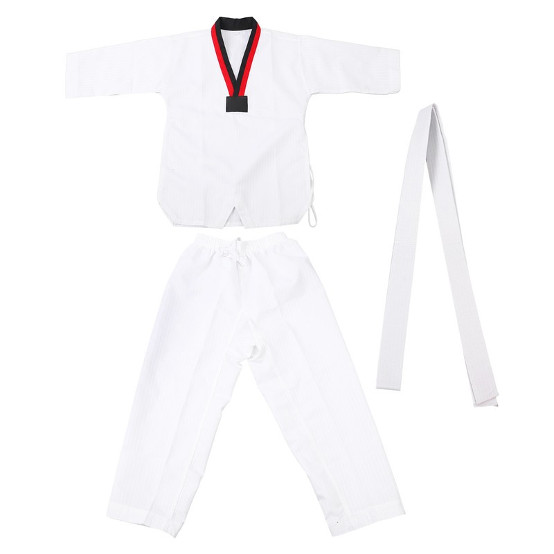 Taekwondo Uniform Striped Model Polyester Cotton with Belt Martial Arts