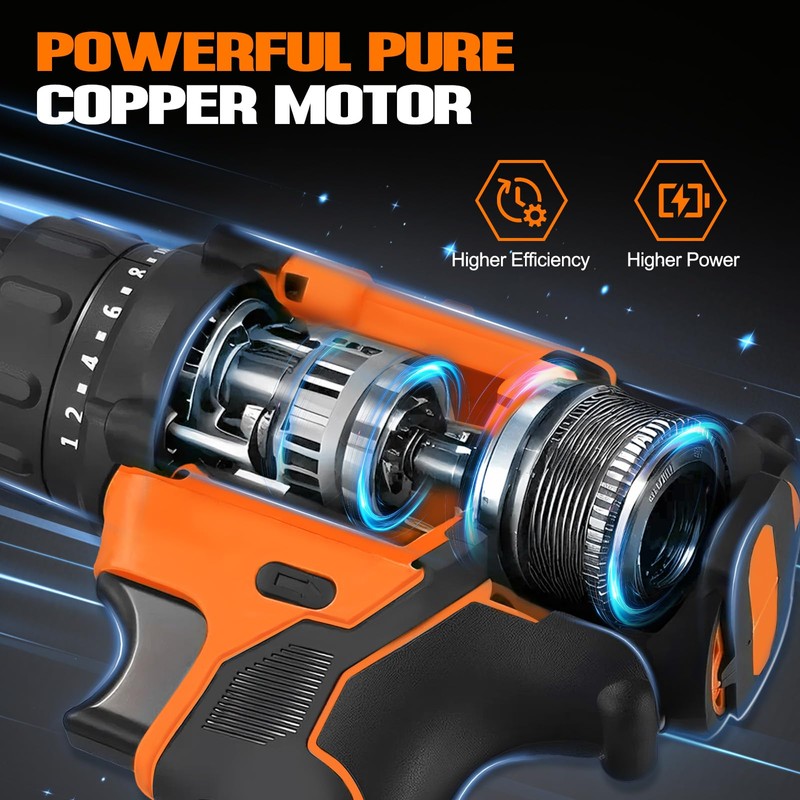 WorkBless WORKBLESS 21V Power Drill Set, Cordless Drill with Batteries