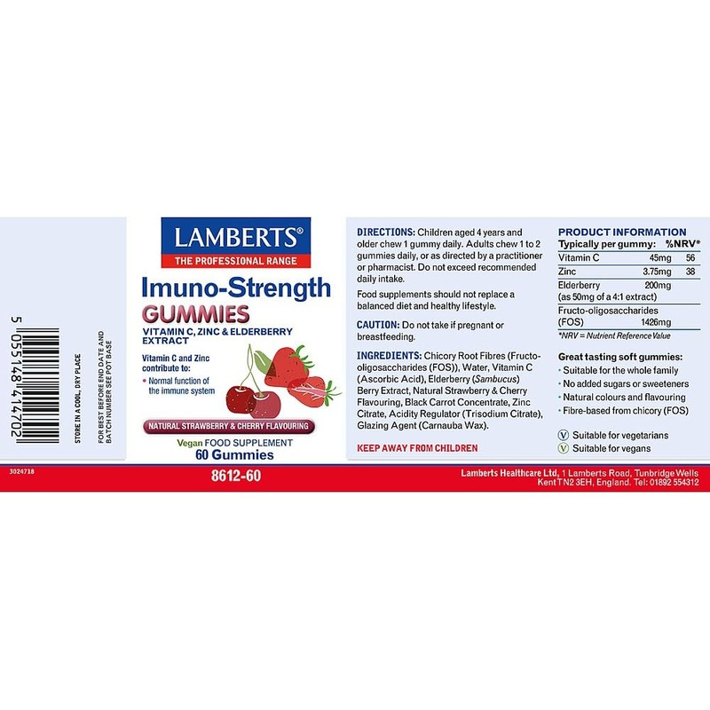Lamberts Imuno-Strength 60 Vegan Gummies – with Vitamin C, Zinc