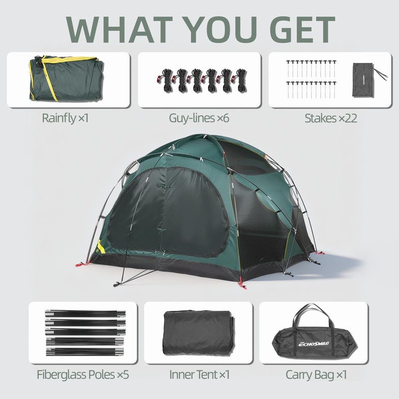EchoSmile Tents for Camping 4/8 Person Waterproof Spacious Family Dome