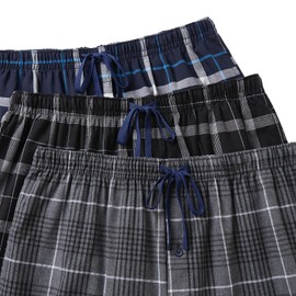 JupiterSecret Mens Pajama Pants Set Cotton Plaid Sleep & Lounge Pants, PJ Bottoms with Pockets and Button Fly