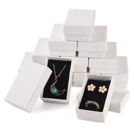 Craftdady 12pcs Jewelry Gift Boxes for Christmas White Ring Earrings Boxes 3.23"x2"x1.28" Small Bracelet Pack Storage Box Cardboard Paper Jewelry Box for Jewels Necklace Display