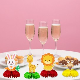 Pack of 9 Jungle Animals Honeycomb Table Decoration Safari Jungle Theme Party Honeycomb Centrepiece Decoration Birthday Party Accessories for Children's Birthday Party