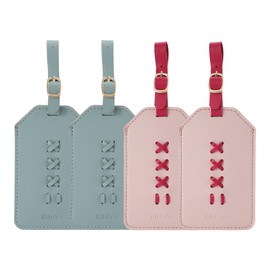KINIVA 4 Pack Luggage Tags for Suitcase Women,Cute Suitcase Tags Identifiers Holder for Travel Cruise Essentials (Pink+Blue-4 pcs)