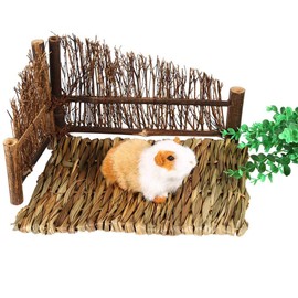 HEEPDD Hay Grass Mat, Handwoven Seagrass Mat Bunny Bedding Nest for Hamster Guinea Pig Rabbit Chinchillas (S)