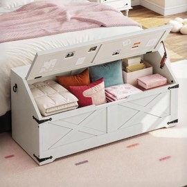 YITAHOME Wooden Storage Chest, 39.4" Storage Bench with Casters, Storage Trunk for Living Room, Bedroom, Entryway, Stylish Storage Organizer for Home Organization or Decor