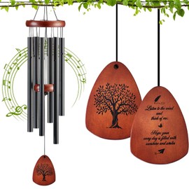 Gabzart 32" Wind Chimes for Outside, Wind Chime Gifts for Mother's Day Retirement Thanksgiving Anniversary Housewarming, Garden Yard Home Decor, Memorial Sympathy Gift for Loss of Loved One (Black)