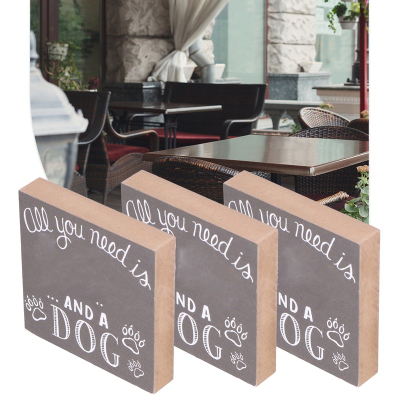 3Pcs Wooden Box Sign Pet Lovedog Letter DIY Wood Crafts