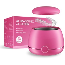 Máquina limpiadora ultrasónica dental de retención Nicwell - Limpiador dental de 200 ml para dentadura, protector bucal, protector nocturno, frenos, bandeja, limpiador de 45 kHz con diseño de