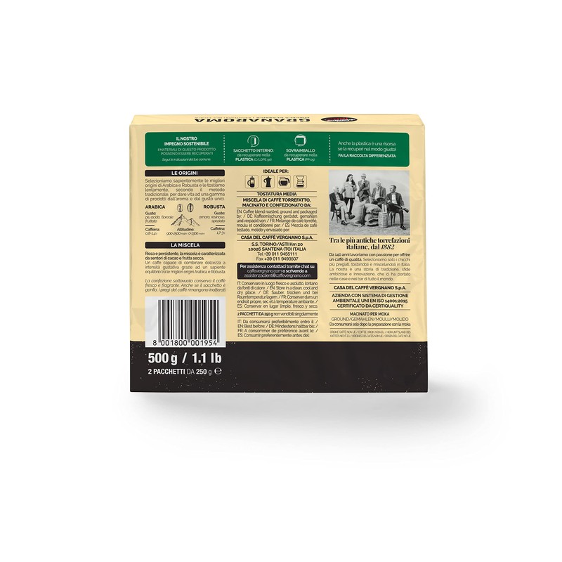 Caffè Vergnano 1882 Granaroma ground coffee - 2 packs x