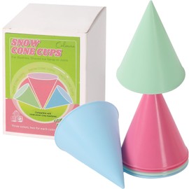 6-Pack Reusable Snow Cone Cups: Durable Plastic Cups for Your Snow Cone Maker - Leakproof Shaved Ice Cups - Ideal for Slushies, Shaved Ice Syrup, or Juice