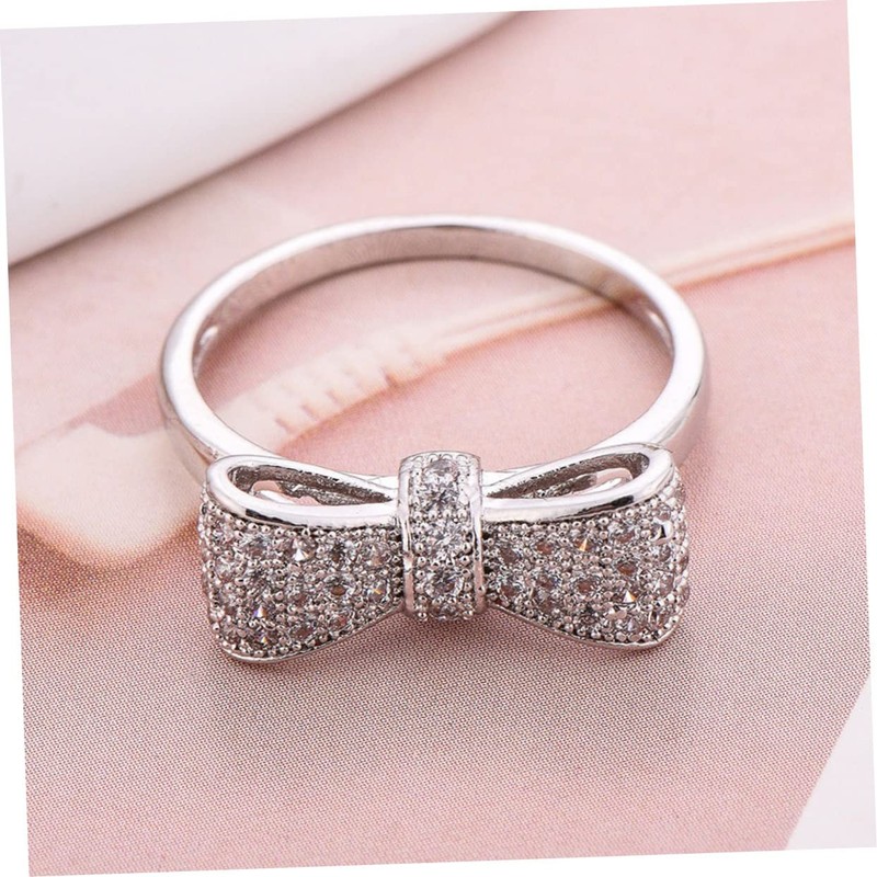 SAFIGLE Fashionable Zirconia Ring Bow Women's Jewelry Special Occasion for