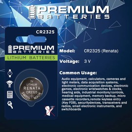 Premium Renata CR2325 Lithium 3V Coin Cell - Swiss Engineered High Capacity Batteries (6 Pack)