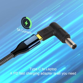 E Mark CHIP, 100W PD USB Type C to DC Adapter, 90 Degree Angled, and Efficient, Compact and Lightweight, Compatible, for Laptops and Other Devices