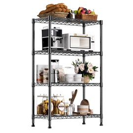 MZG Storage Shelving Steel Heavy Duty 4-Tier Utility Shelving Unit Steel Organizer Wire Rack for Home,Kitchen,Office,Black (13.7" D x 23.6" W x 53.4" H)