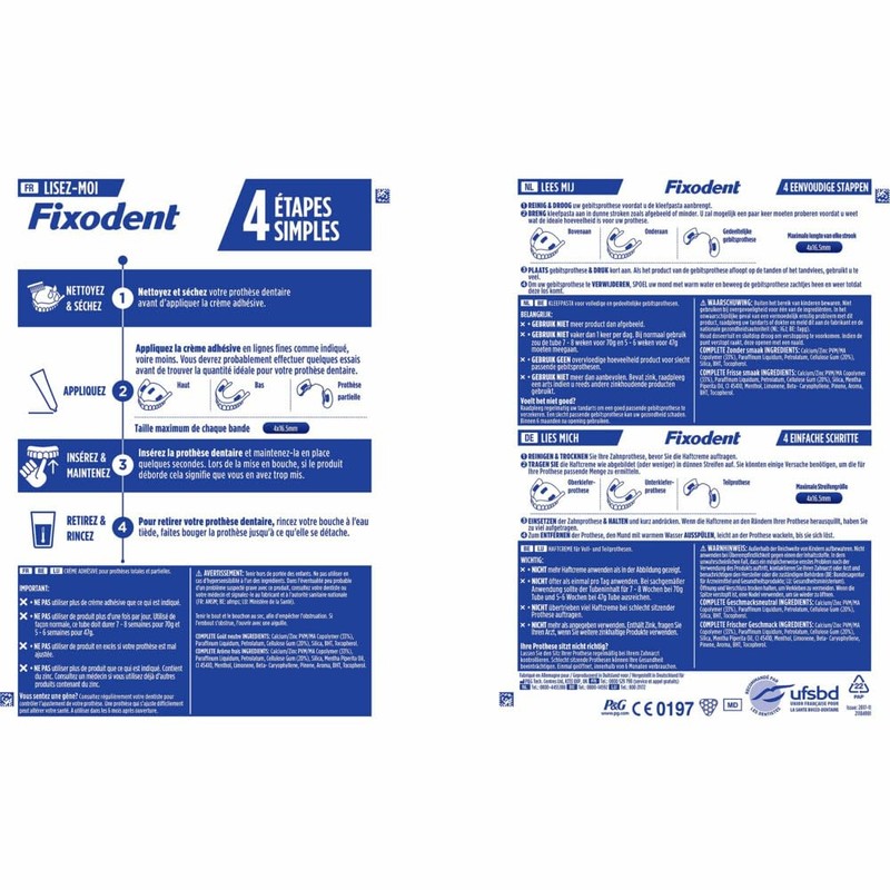 Fixodent Crema adesiva per protesi completa freschezza, 70 ml