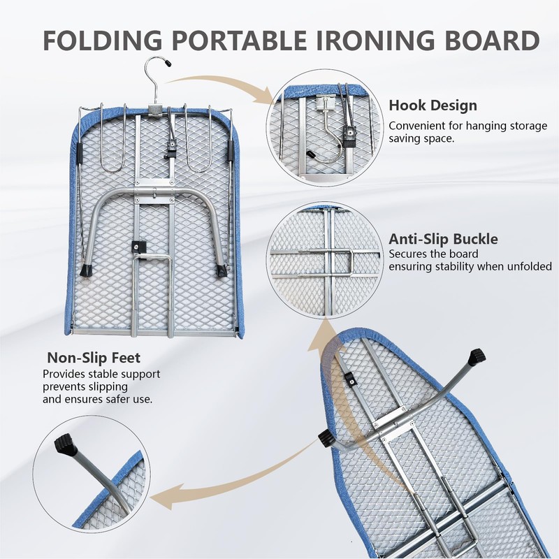 Metal Foldable Tabletop Ironing Board with Iron Rest, Portable Ironing
