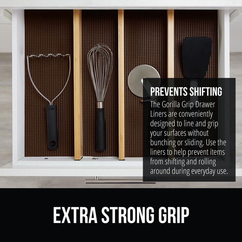 GORILLA GRIP powerGRIP Drawer Shelf and Cabinet Liner, Thick Strong