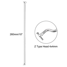 sourcing map 1.2mm x 260mm (10 Inch) Steel Z Pull/Push Rods Parts for RC Airplane Plane Boat Replacement (Pack of 10)