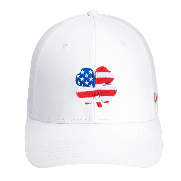 Black Clover USA Classic White Hat with USA Flag Clover Cap